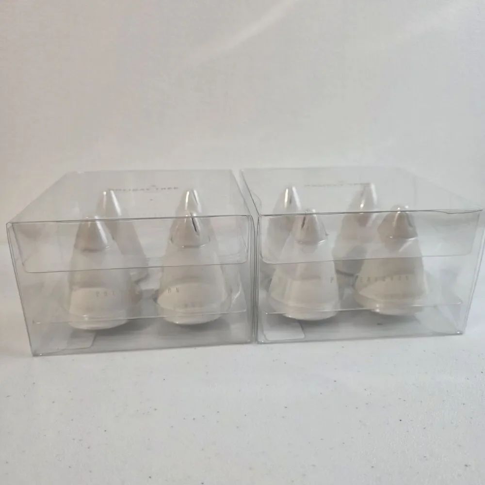 2 Sets Pottery Barn Holiday Christmas Tree Place Card Holders Stoneware White